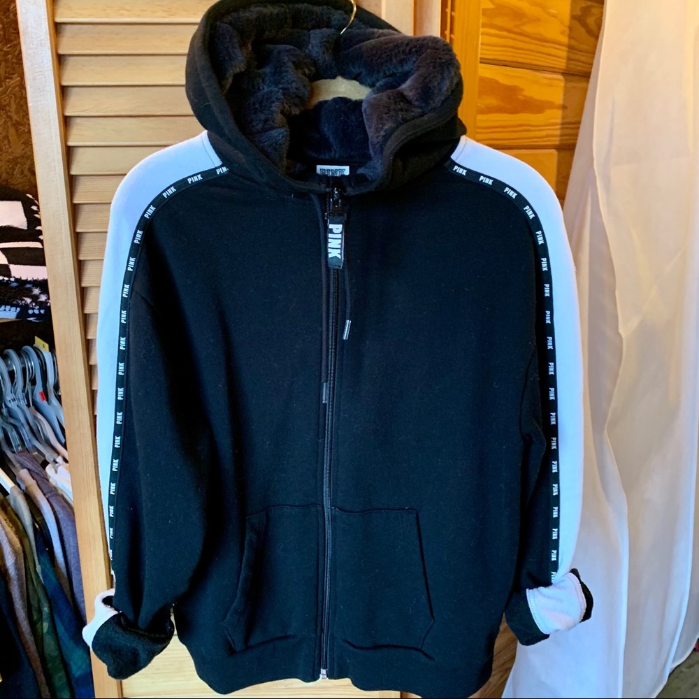 Pink Fur Lined Full Zip Hoodie